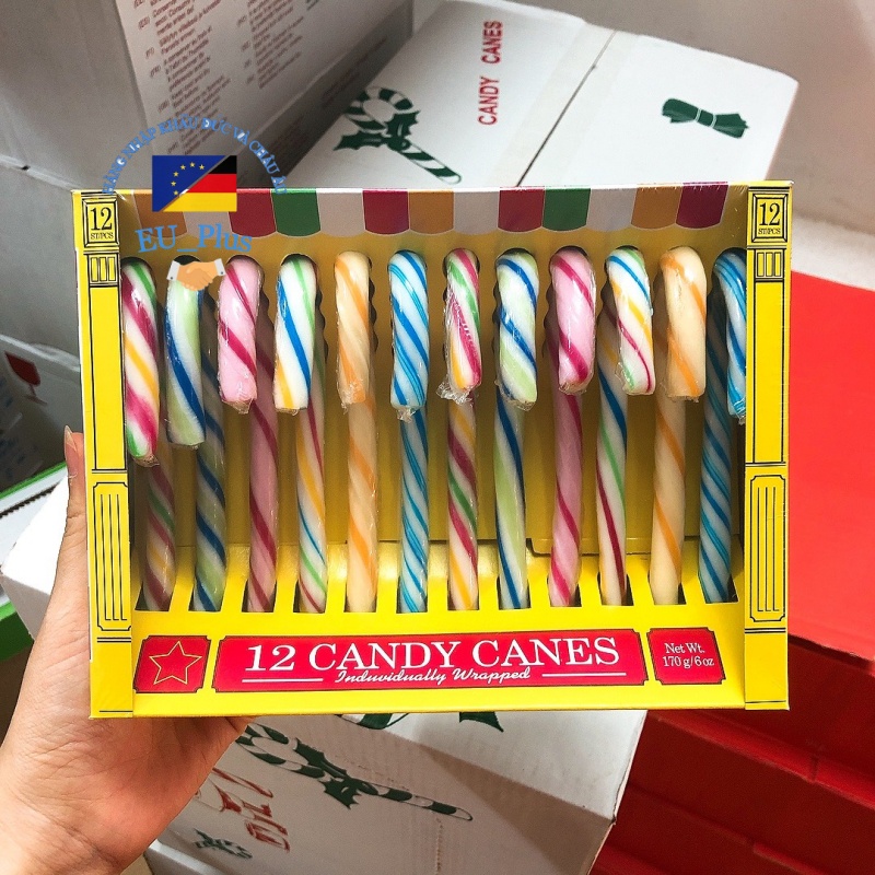 Kẹo gậy Giáng Sinh cho bé 12 chiếc 170g - Mỹ ------ có 2 loại mix màu và loại 1 màu