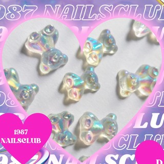 Set 10 Charm gấu trong suốt, charm gấu thủy tinh, charm gấu mix kim tuyến 1987.nailsclub