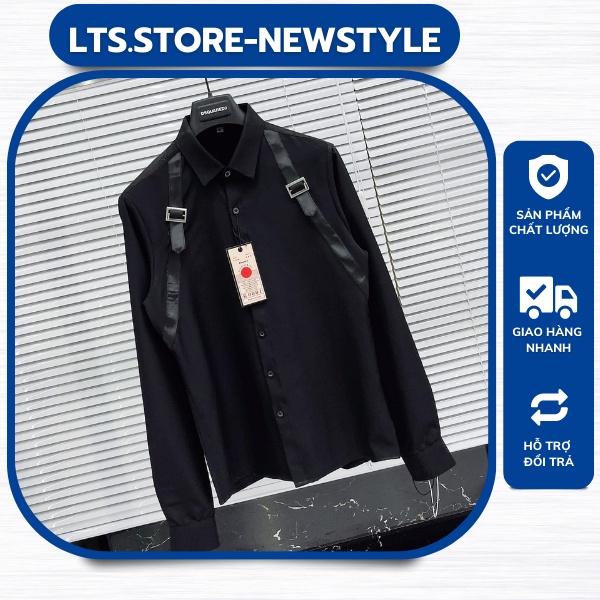 Áo sơmi nam, sơmi lụa cotton co dãn nhẹ phối dây cực xịn chuẩn phom trẻ trung năng động LTS-STORE