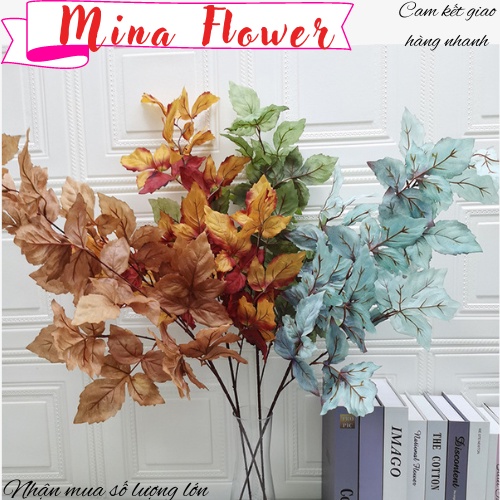 Cành lá giả Cành lá hồng giả trang trí nhà cửa Phụ kiện chụp ảnh Decor nội thất, quán - Mina Flower