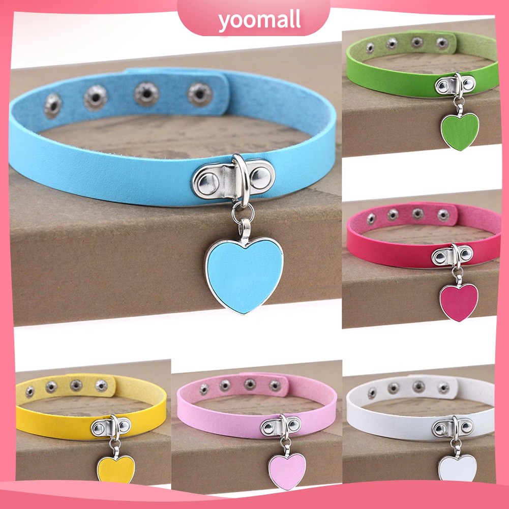 Vòng Cổ Choker Giả Da Mặt Trái Tim Phong Cách Gothic Punk