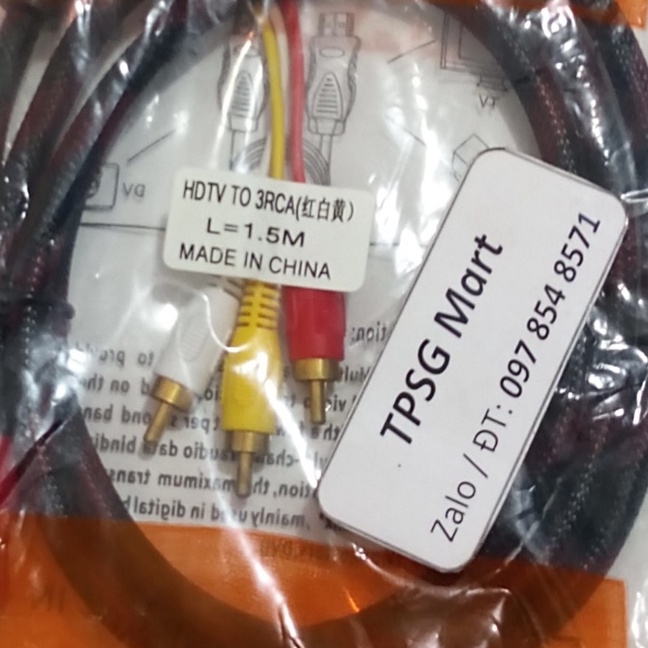 Cáp chuyển HDMI ra 3RCA : Cáp dài 1.5M