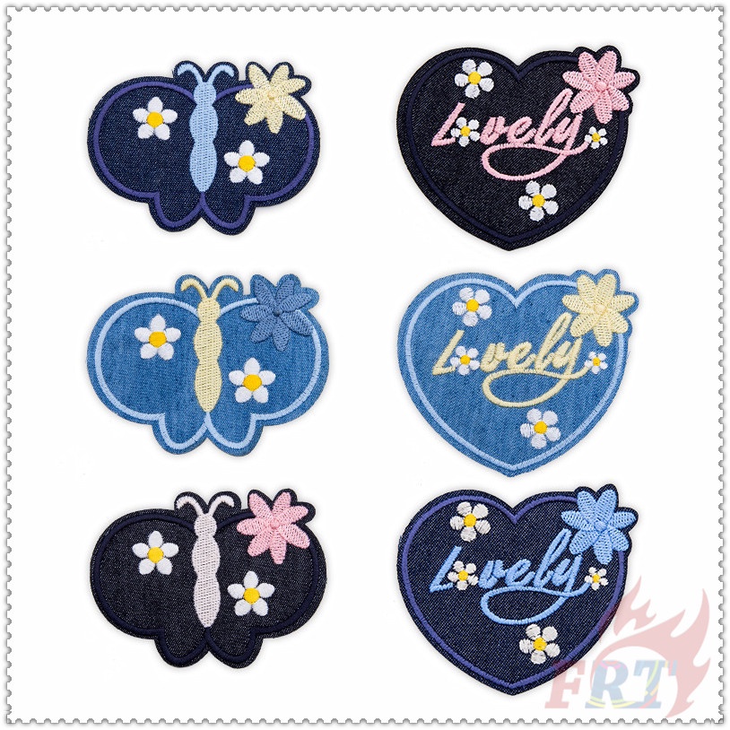 ☸ Sticker Ủi Thêu Hình Bươm Bướm Và Trái Tim ☸ 1 Sticker Ủi Thêu Hình Huy Hiệu
