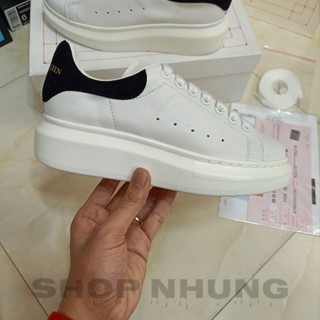 Giày mc queen tăng chiều cao thể thao nam nữ sneaker alexander mcqueen trắng gót đen nhung da bò dây lụa cao cấp