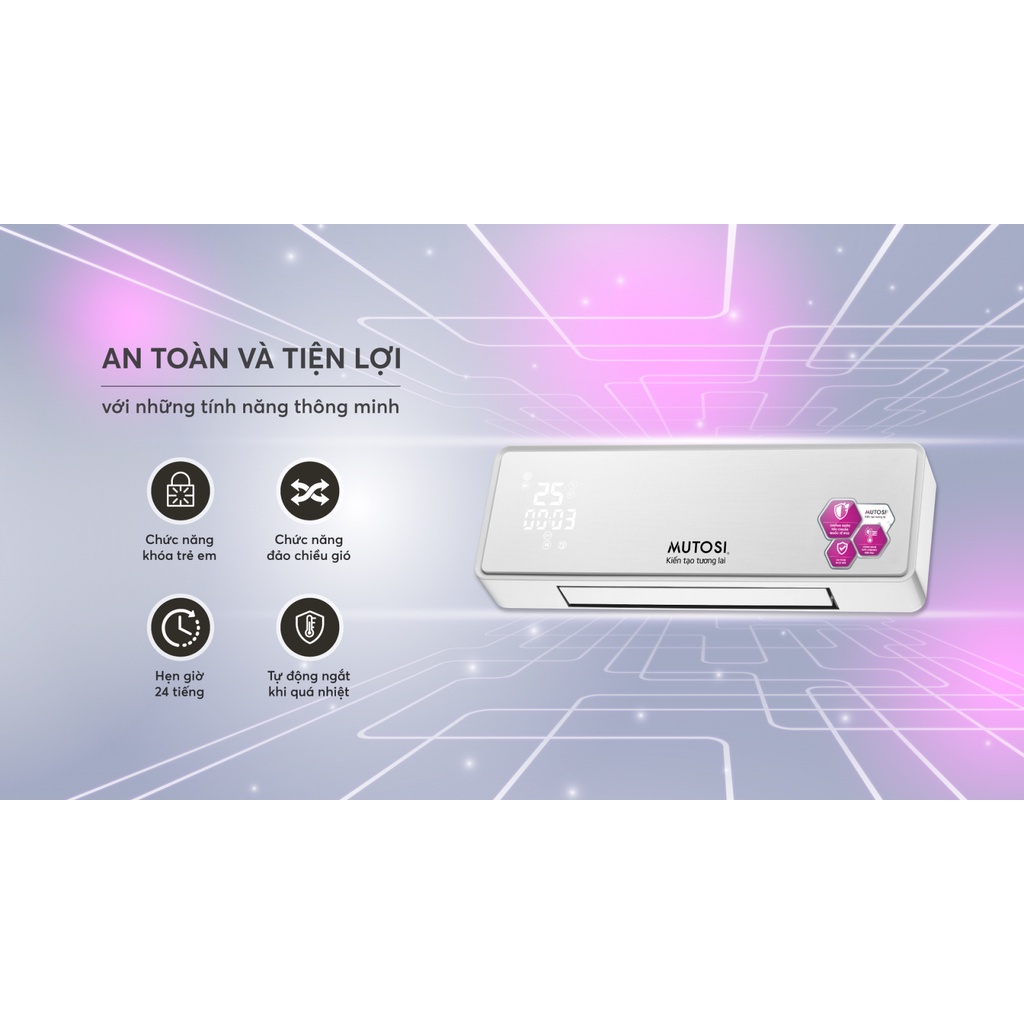 Máy sưởi điều hòa Mutosi MCH-2000E, công nghệ sưởi gốm ceramic không gây khô da, BH 12 tháng