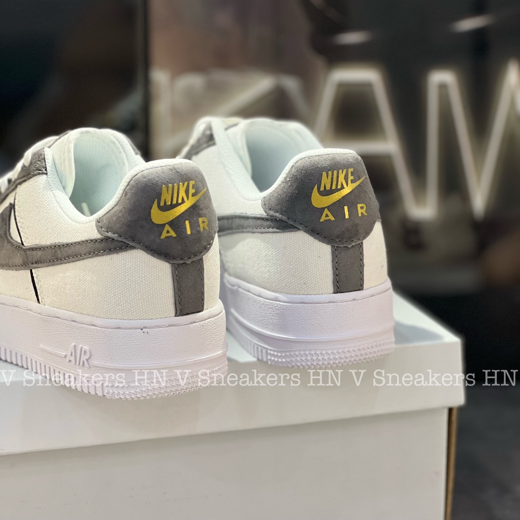 Giày Af1 Xám Lông Chuột Nam Nữ Cao Cấp Giày Af1 Custom Xám Canvas Nguyên Bản Giày Air Force Xám Trắng Da Lộn