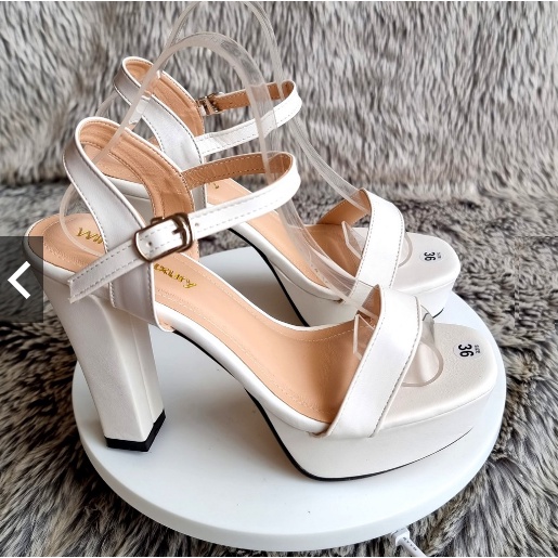 Giày Sandal cao gót 12cm đế đúp, gót trụ, quai ngang,Giày cao gót đế vuông cao 12cm Mã CH0010