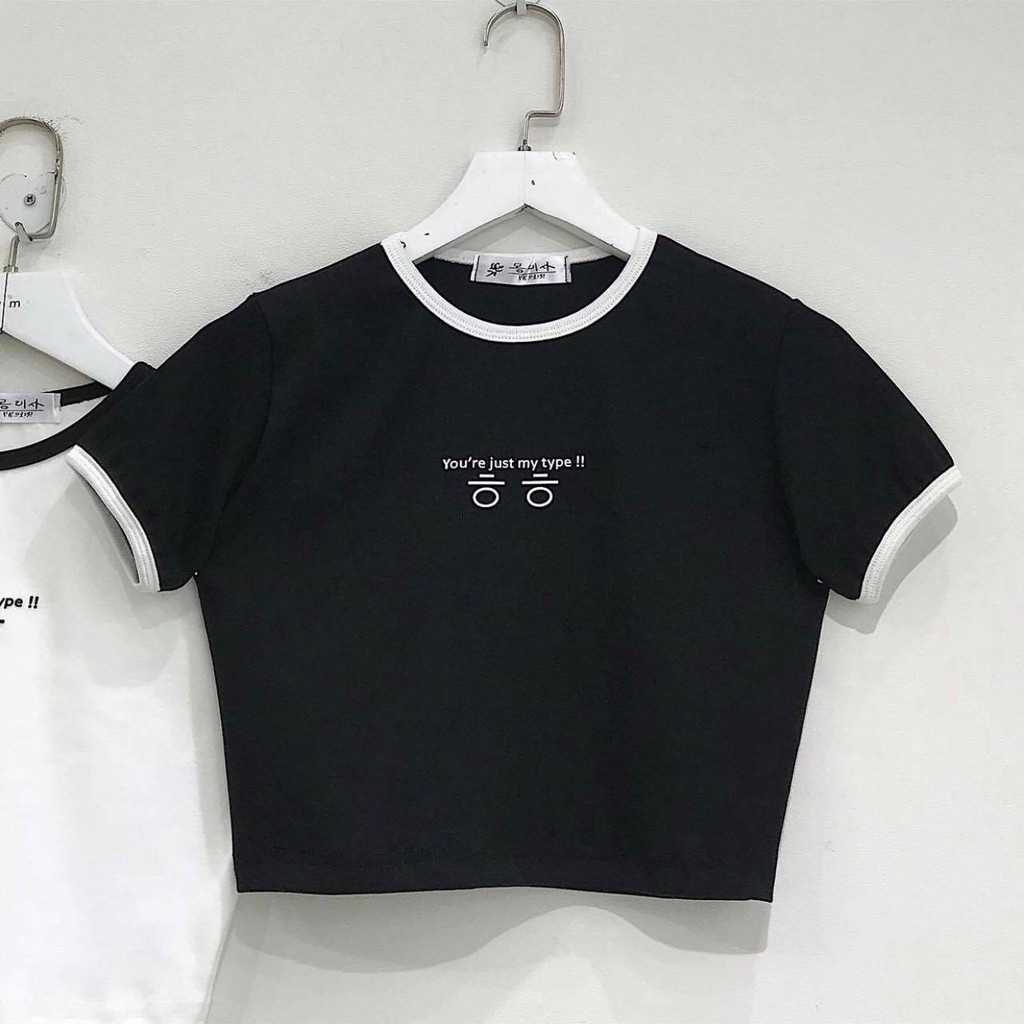 Áo Croptop tay ngắn cá tính streetwear Hàn Quốc dưới 52kg in chữ