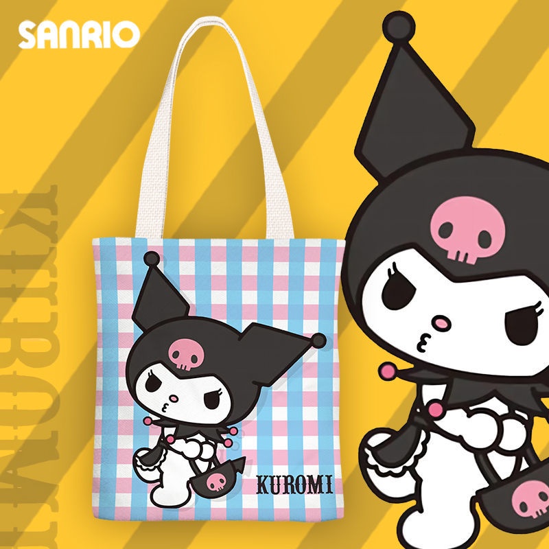 Sanrio Kuromi Cartoon Canvas Tote Bag Phim hoạt hình dễ thương túi vải túi cô gái túi học sinh túi xách túi vai túi xách túi zipper túi môi trường túi xách