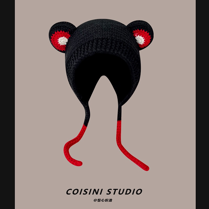 Mũ Len Dệt Kim Giữ Ấm Tai Gấu Dễ Thương