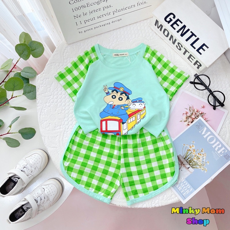 Bộ Cộc Tay  Thun Lạnh Minkymom  Chính Hãng Bé Trai Bé Gái In Hình Cushin (8-28kg) -  Minkymomshop Ms005