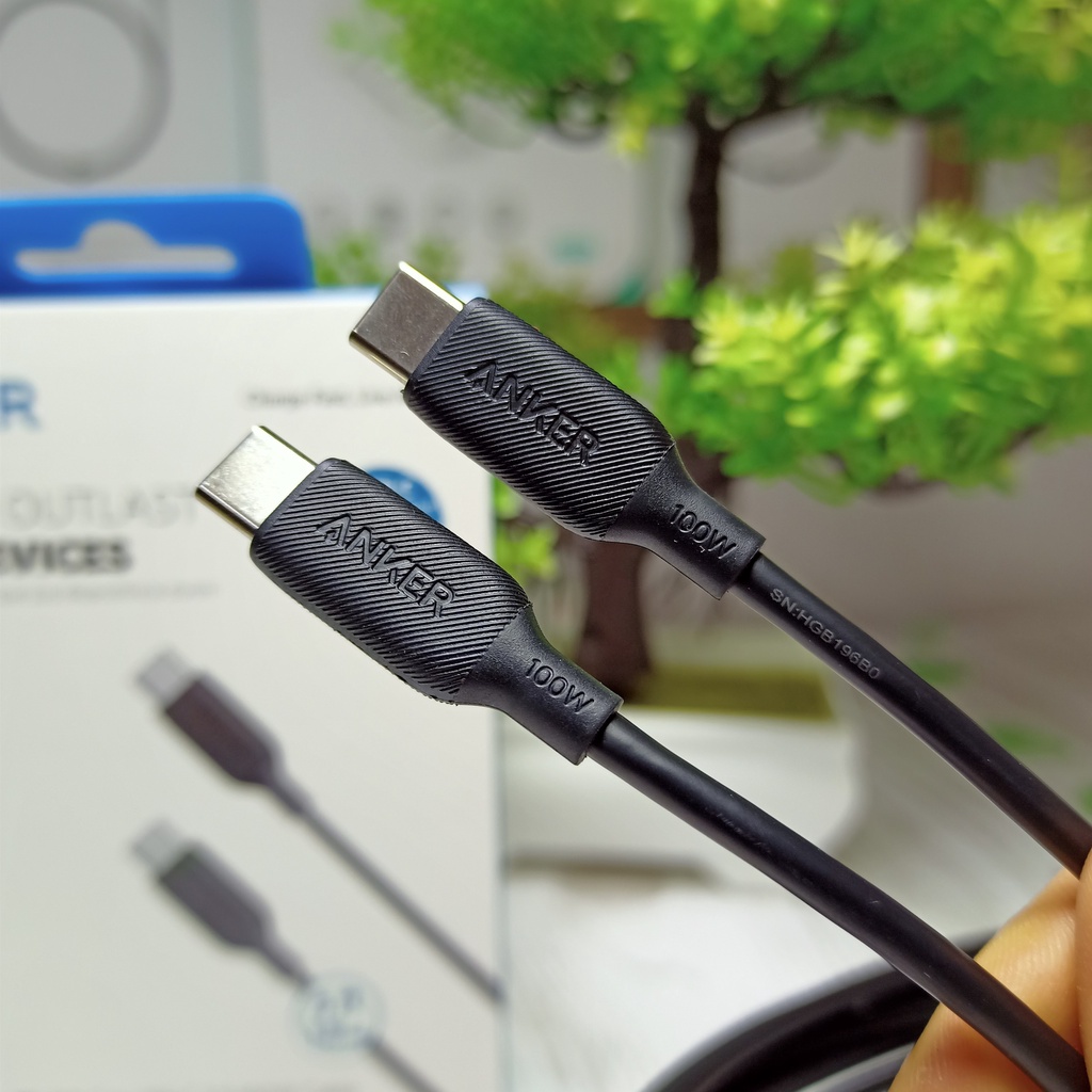 Sạc Anker 65w GaN A2663 Kèm Cáp C to C 100w A8856 Dài 1.8m Sạc Nhanh Điện Thoại Laptop Máy Tính Bảng