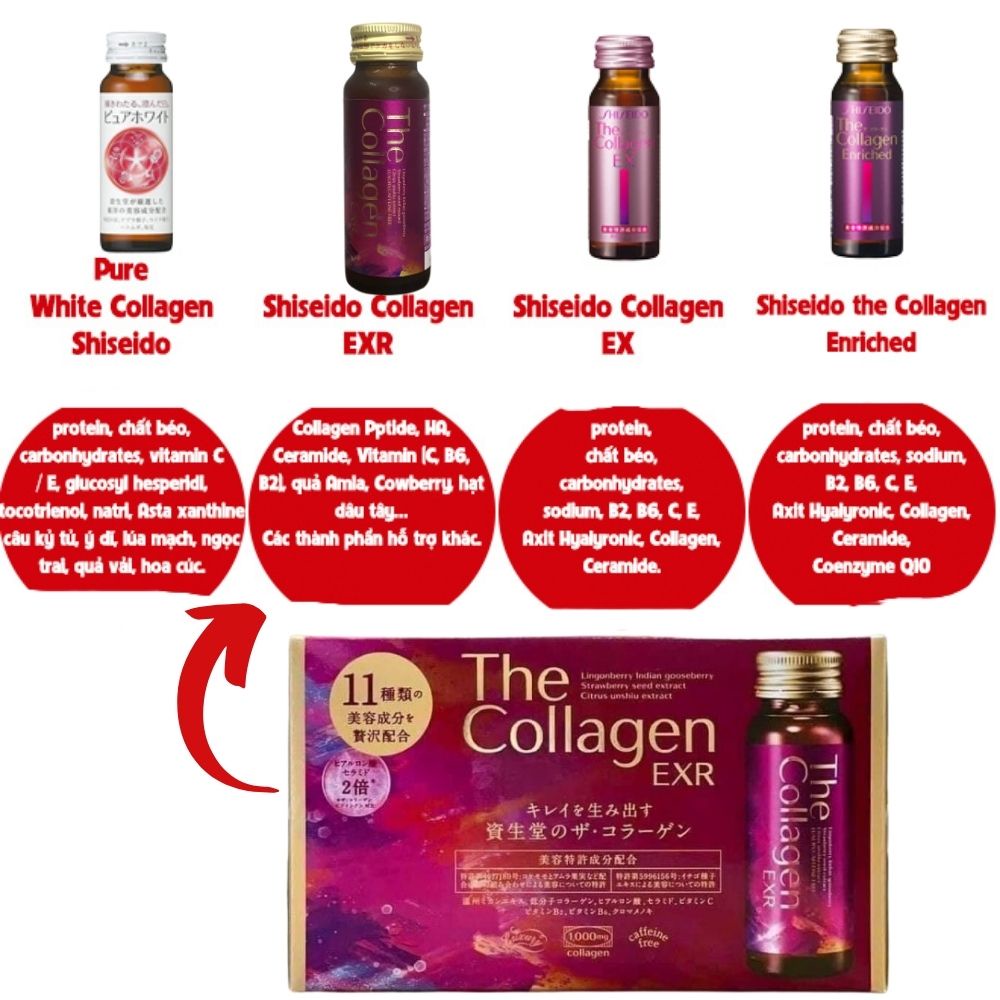 Collagen Shiseido Dạng Nước - Collagen Shiseido EXR 11. 50ml x 10 Chai.