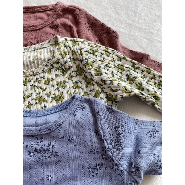 Set 3 bộ dài cotton gân cho bé