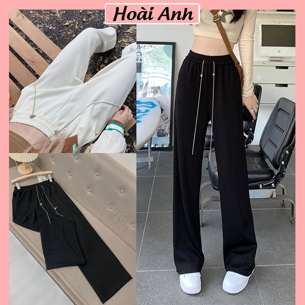 Quần Tăm Dây Xích 2 Túi Bên Quần Culottes Ống Suông Rộng Cạp Chun Freesize