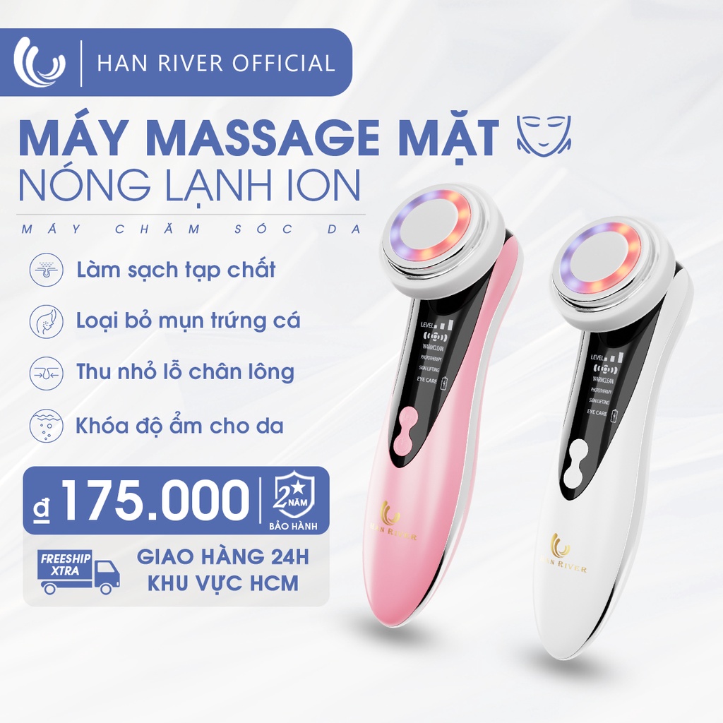 Máy massage mặt nóng lạnh ion HAN RIVER chăm sóc da hấp thụ tinh chất cao cấp - Hàng chính hãng [Vận chuyển từ Hồ Chí Minh]