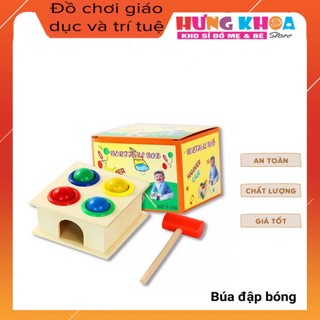  Đồ Chơi Hộp Đập 4 Bóng Tròn Bằng Búa Gỗ Vui Nhộn Cho Bé