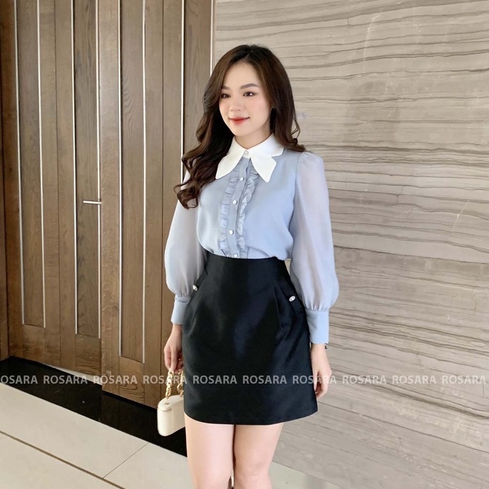 Áo Sơ Mi Công Sở Tiểu Thư Thời Trang Nữ Đính Nơ Điệu Sang Trọng Rosara SM206
