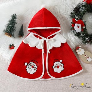 Áo choàng poncho có nón họa tiết giáng sinh dễ thương cho bé b930g