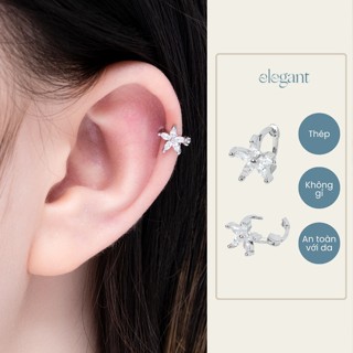 Khuyên tai vòng đá 6mm CRYSTAL SLIM FLOWER HOOP Elegant (Giá 1 chiếc)
