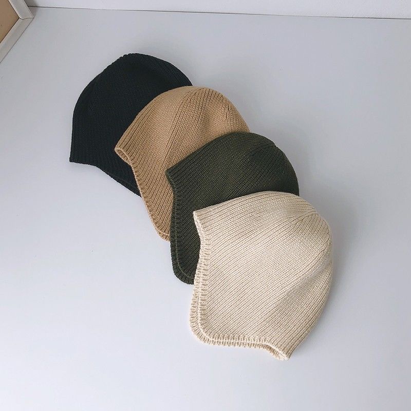 Mũ Len Giữ Ấm Tai Màu Sắc Đơn Giản Thời Trang Thu Đông Dành Cho Bé Trai Và Bé Gái