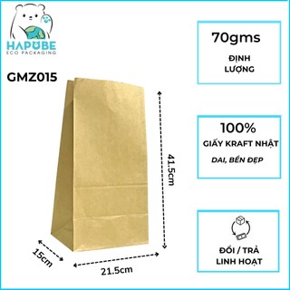 100 túi giấy kraft không quai 21x15x41cm GMZ015