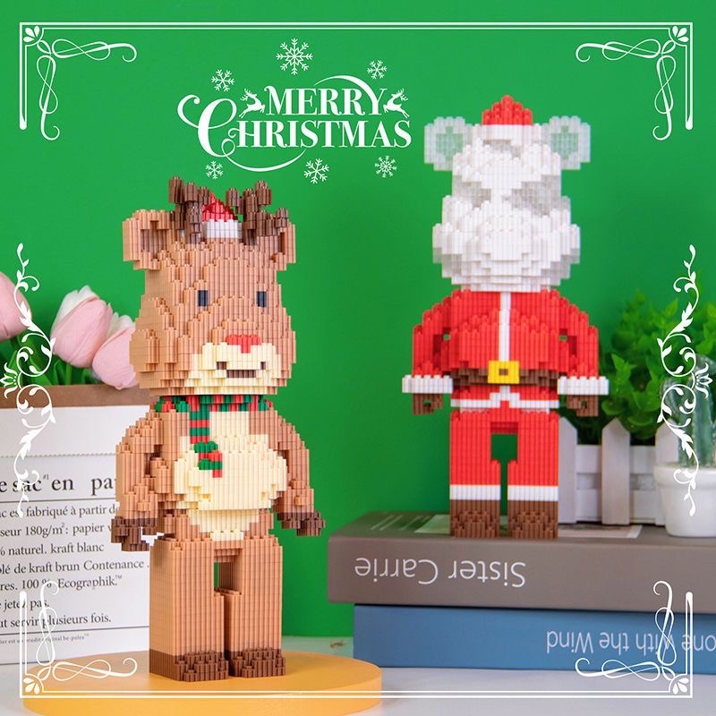 Đồ chơi xếp hình Legogi BEARBRICK NOEL Giáng Sinh gạch răng cưa mô hình lắp ráp lắp ghép quà tặng Giáng Sinh