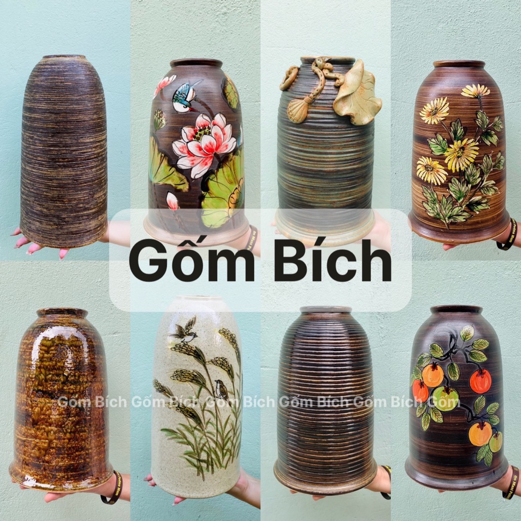 Bình Hoa Lọ Hoa Dáng Chuông Nhỡ Men Mộc Nhiều Mẫu Gốm Sứ Bát Tràng - Gốm Bích