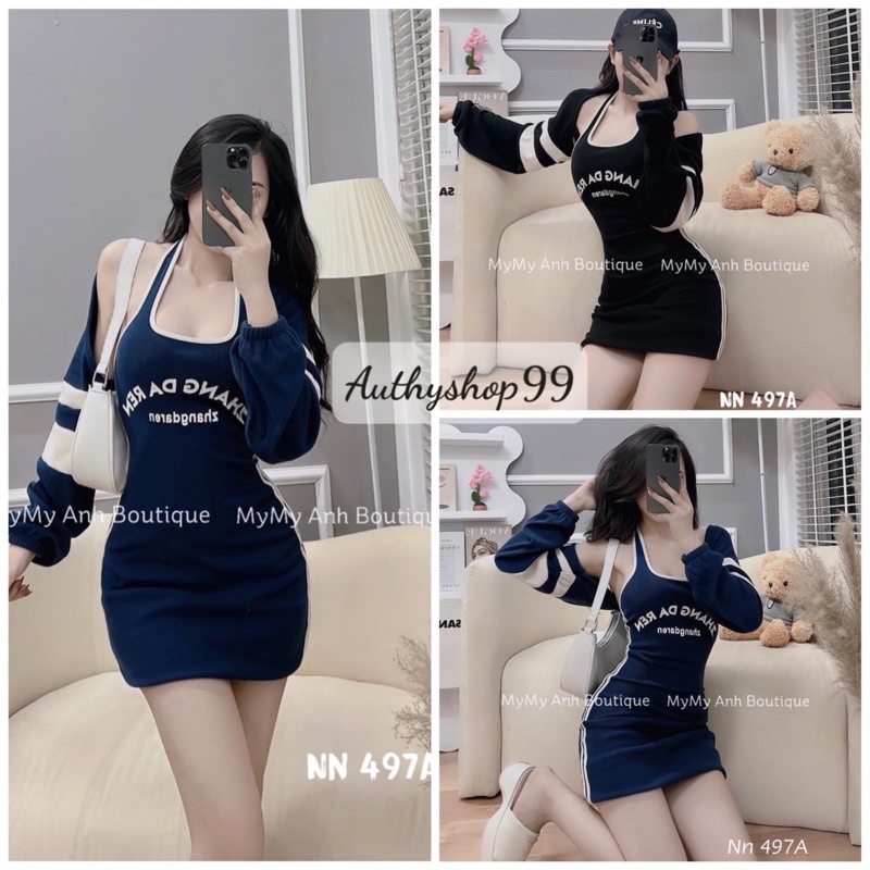 Set Váy Body Thể Thao Kèm Áo Khoác Ngoài Croptop