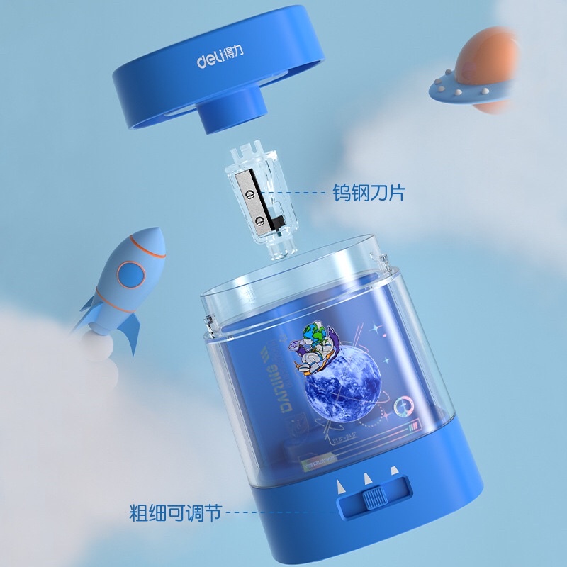 Máy chuốt bút chì Deli 68659A sử dụng pin hoặc dùng usb