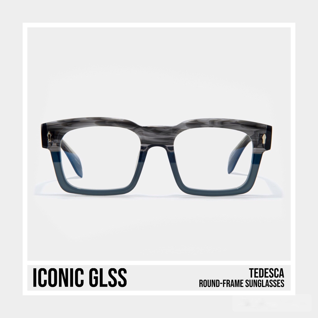 Gọng kính cận vuông nam TEDESCA chất liệu nhựa acetate bọc lõi thép cao cấp tròng mắt chống tia UV400