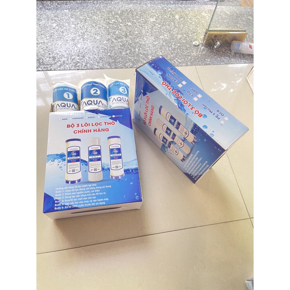 Bộ lõi lọc nước AQUA số 1-2-3 NEW 2022 CHÍNH HÃNG