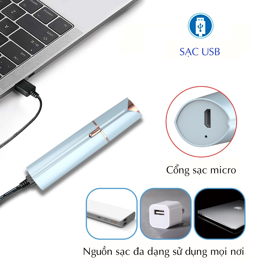 Bút cạo lông phụ nữ cao cấp Boorui02 - Máy triệt toàn thân,thẩm mỹ,an toàn cho phái đẹp sạc USB - Hàng loại 1