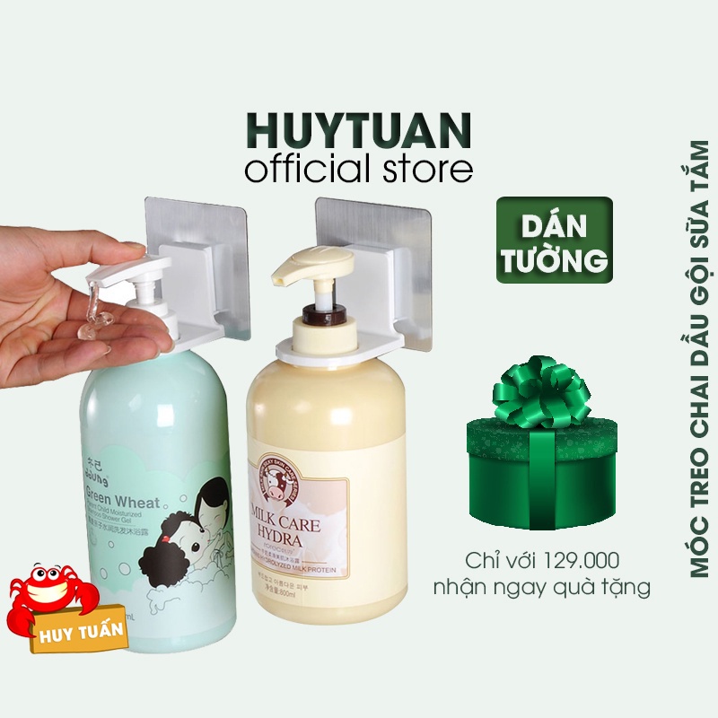 Móc treo dầu gội đầu, dầu xả, nước rửa tay, rửa bát - móc treo chai sữa tắm dán tường gọn gàng tiện lợi
