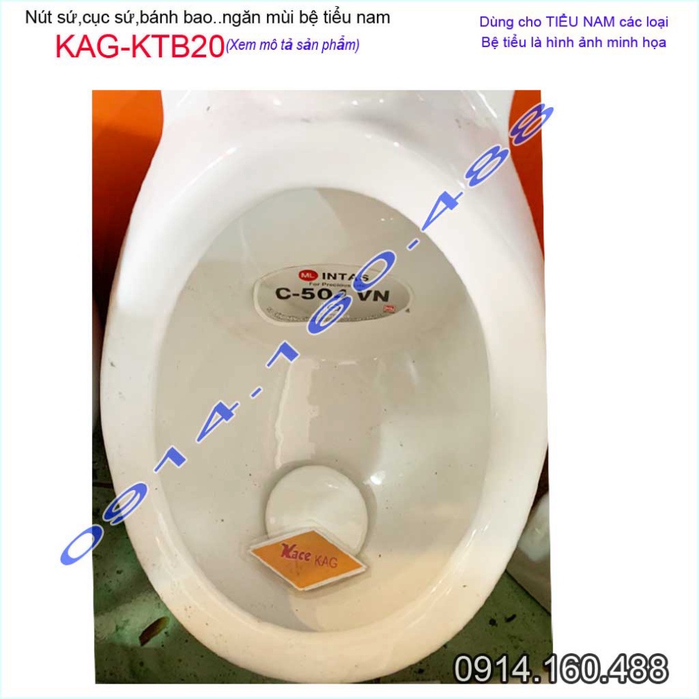 Nút sứ bánh bao ngăn mùi chống hôi bồn tiểu nam KAG -KTB20, Nút chặn sứ chống hôi cho 90% bệ tiểu nam Việt Nam