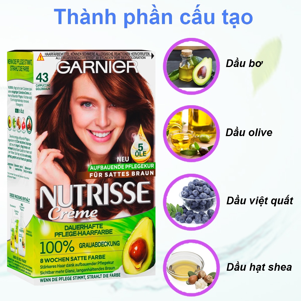 Thuốc nhuộm tóc GARNIER với thành phần quả bơ giúp tóc bóng mượt và chắc khỏe