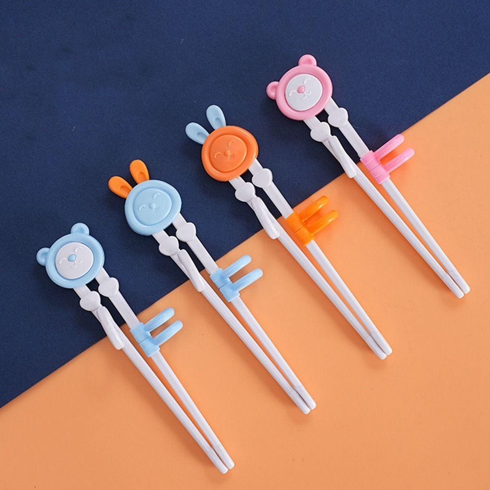 Mmluck Đũa Tập Ăn Bằng Nhựa Hình Gấu Hoạt Hình Có Thể Tái Sử Dụng Cho Trẻ Em