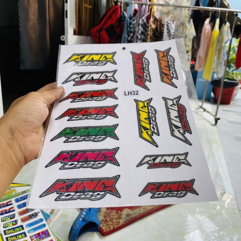 13 tem king drag keo nổi dán đầu xe