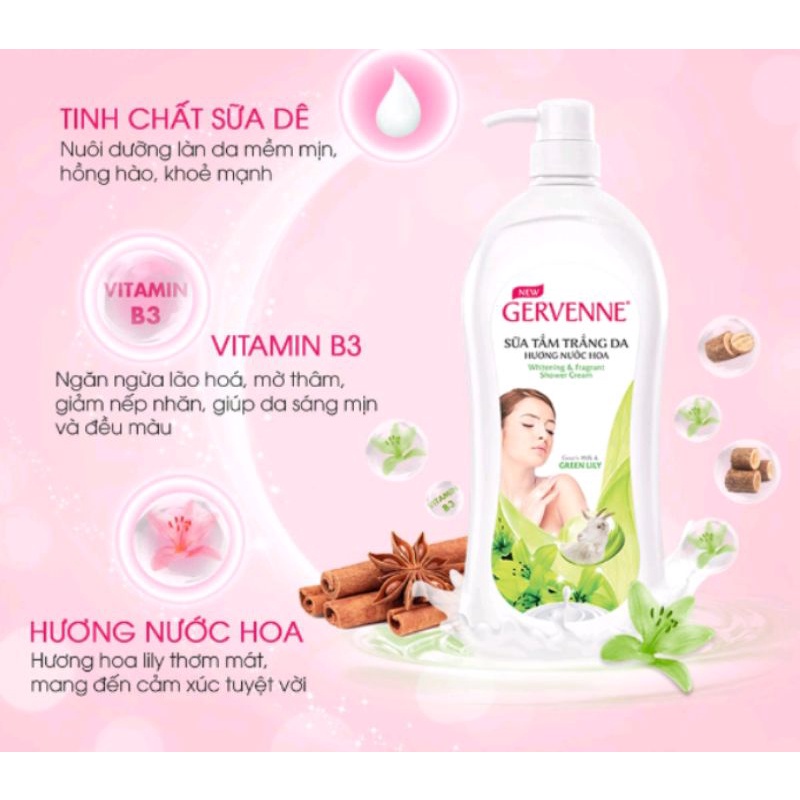 Sữa tắm Trắng da Hương nước hoa Gervenne 450gr