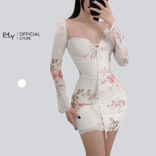 Đầm hoa ôm dáng tay lưới dài Emilyshop