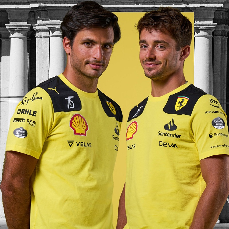 Áo Thun POLO Tay Ngắn F1 Scuderia Ferrari Charles Leclerc Anniversary