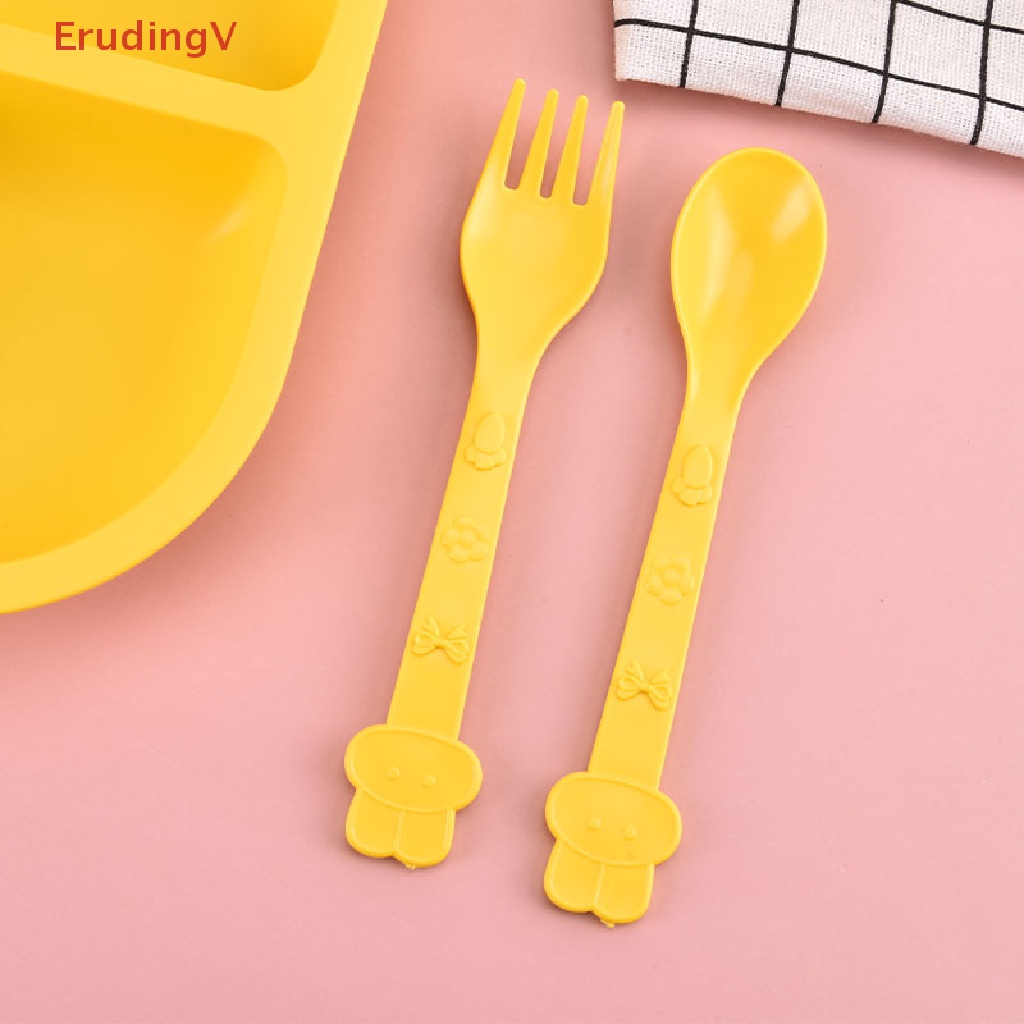 Bộ Dụng Cụ Ăn Uống Hình Vịt Vàng Hoạt Hình Dành Cho Trẻ Em