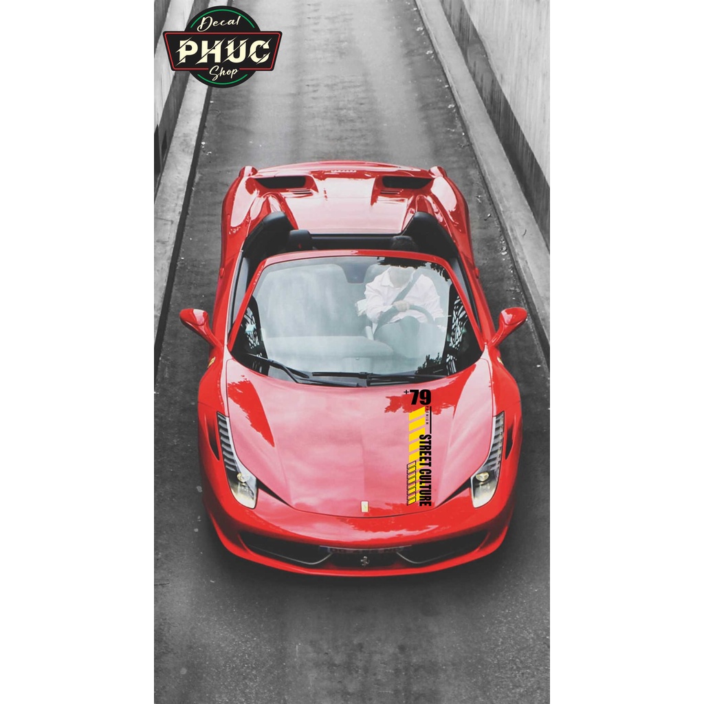 Tem dán nắp capo xe hơi kiểu line mẫu  04