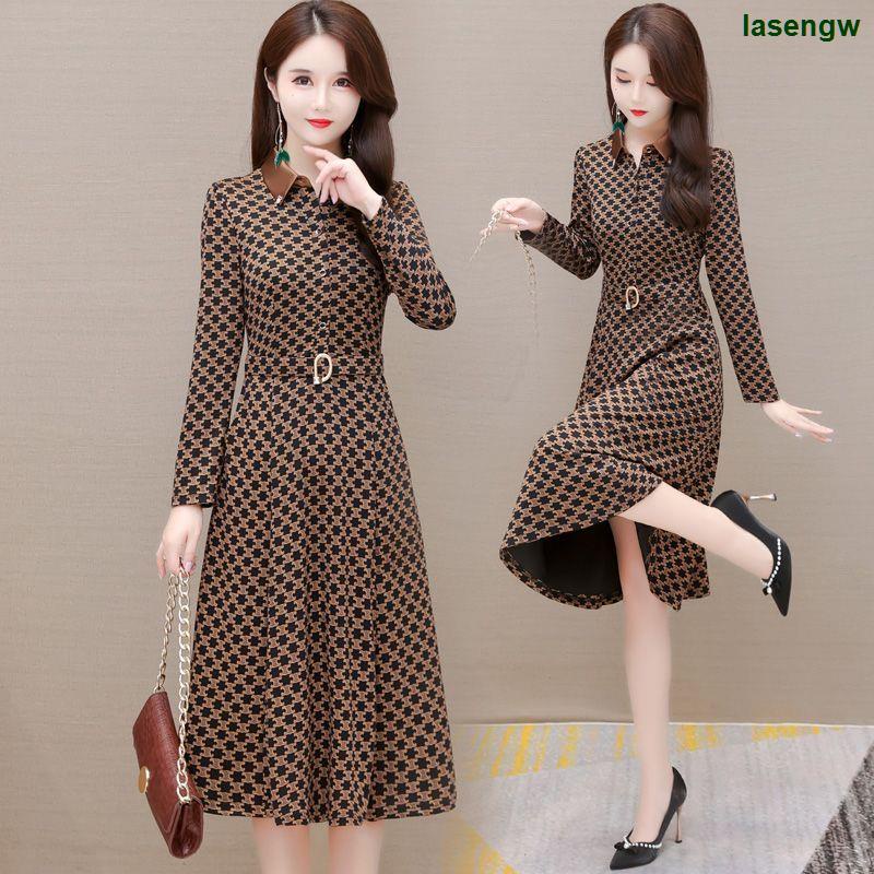 Đầm Tay Dài Lót Nhung Dày Dặn Thời Trang Thu Đông 2022 Cho Nữ Trung Niên