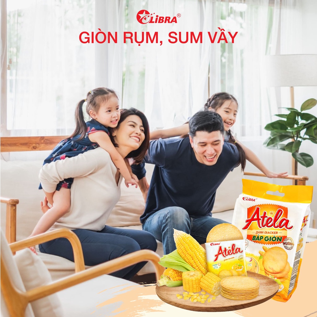 Bánh cracker bắp mặn LIBRA vi ngô giòn đồ văn vặt dinh dưỡng healthy bánh quy Atela lễ tết gói 228gr