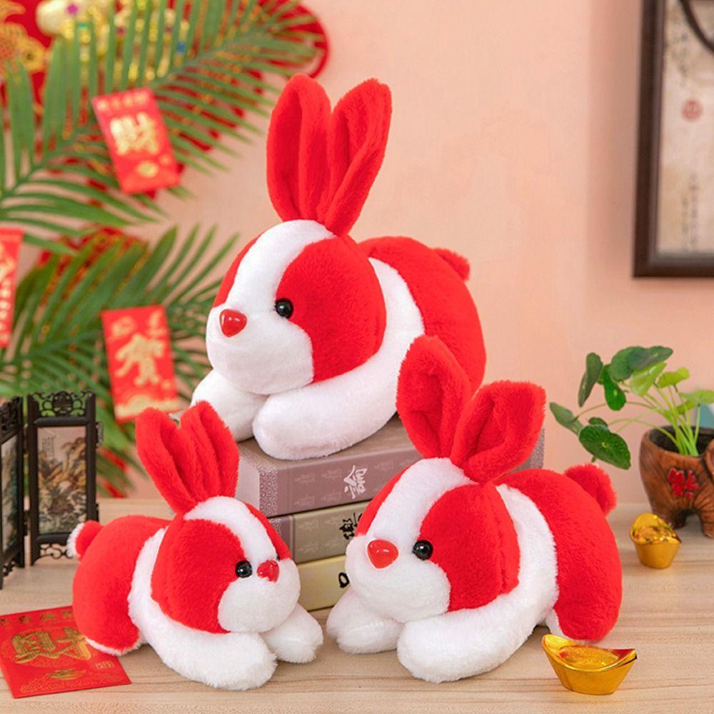 Thú Nhồi Bông Hình Thỏ Màu Cầu Vồng Xinh Xắn Cho Năm Mới