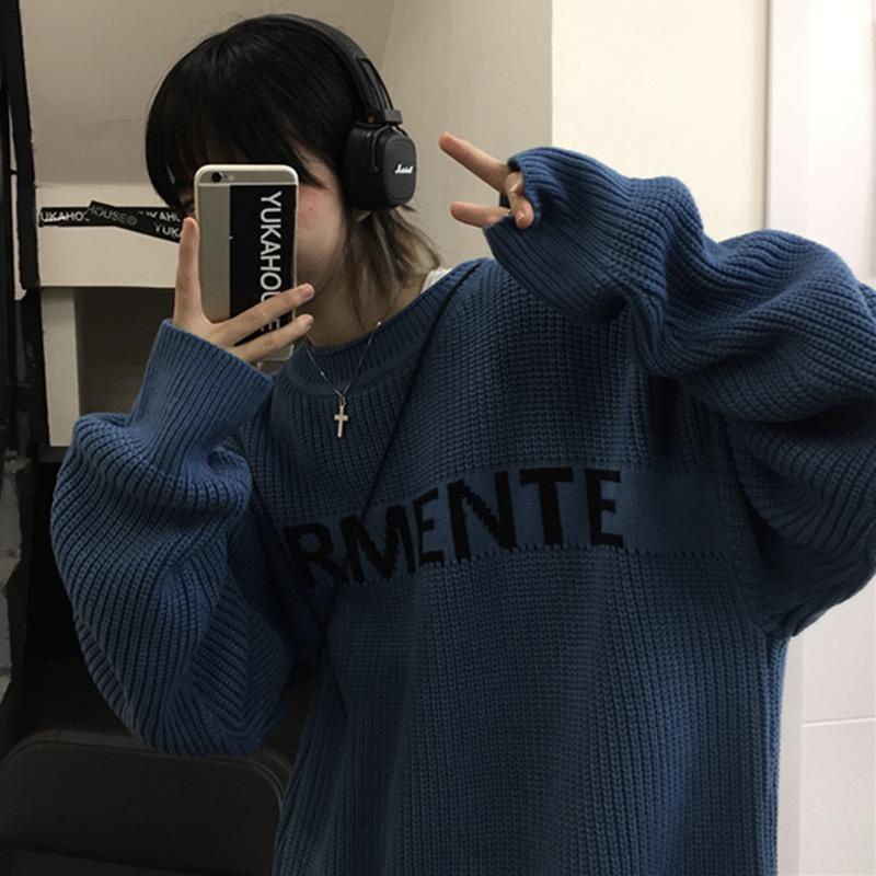 Áo Sweater Pullover Cổ Tròn In Chữ Phong Cách Hàn Quốc Thời Trang Thu Đông Mới Dành Cho Couple