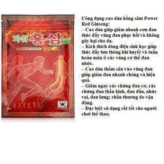 Cao dán sâm Hàn Quốc - Miếng dán sâm đỏ Power Red Ginseng 20 miếng