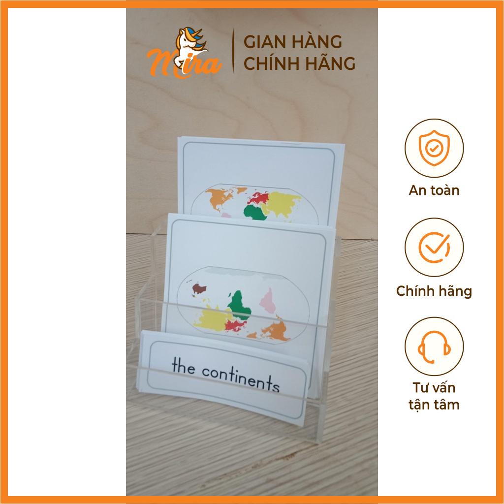 Montessori- Thẻ 3 phần các Châu lục - TIẾNG ANH - Mira Toys