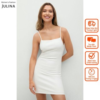 Đầm hai dây body đầm ôm sát thun trắng hở lưng MNG 17090183
